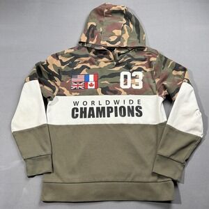 Copper Rivet Camo‎ Hoodie Worldwide Champions Pullover Flags Patches M
